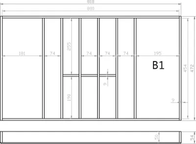 Produktbild von Besteckeinsatz BUCHE 90er Schubl. B 818 x T 472 mm passend für BLUM Legra 19 mm Schubladen