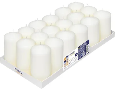 Zdjęcie produktu dla Świece stołowe z kości słoniowej - średnica 6 cm, wysokość 12 cm - zestaw 18 dekoracyjnych świec - długi czas palenia, 40 godzin - wosk bez zapachu - wosk parafinowy - nie kapie - bezdymne