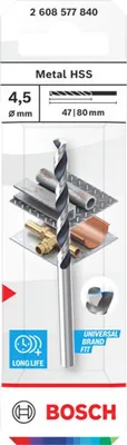 Produktbild von Metal HSS Spiralbohrer, 4,5 x 47 x 80 mm, CYL-Schaft
