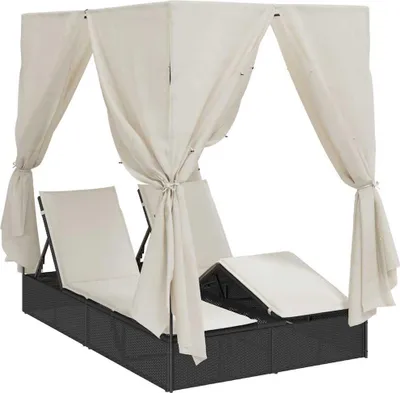 Immagine prodotto di vidaXL Lettino doppio bianco caldo 205 x 129 x 200 cm Poly-Rattan