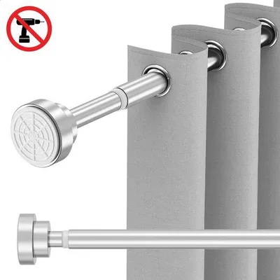 Imagen del producto de Uniqoos® GEON: Barra de cortina telescópica autotensable, de 65 a 100 cm, acero cromado, sin necesidad de taladrar, ideal para cortinas de ducha, capacidad de carga de hasta 20 kg