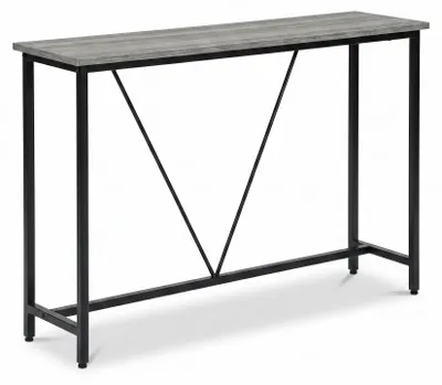 Imagen del producto de IvoQ Sidetable Gris – Mesa consola de pared – Consola estrecha 120 × 23 × 74 cm – Aspecto de madera gris – Estructura metálica negra, Imagen generada por IA