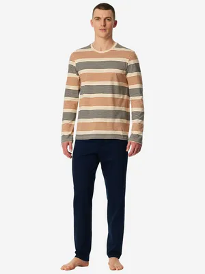 Immagine prodotto di Set pigiama da notte casual Schiesser composto da camicia a maniche lunghe e pantaloni lunghi, taglio casual con comfort, look moderno per la notte