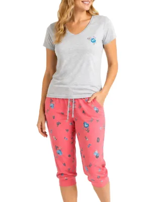 Produktbild von KB Schlafanzug Damen Caprihose Pyjama Baumwolle Größe S, KI-generiertes Bild