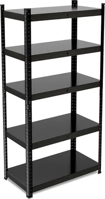 Produktbild von Relaxdays Schwerlastregal, HBT: 150x75x30 cm, 875 kg, Stahl, 5 Ebenen, Lagerregal, Keller, Garage, zum Stecken, schwarz