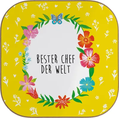Produktbild von Mr. & Mrs. Panda Tischuntersetzer Chef - Weiß - Geschenk, Ruhestand, gläseruntersetzer, Arbeit, Untersetzer Glas, Holzuntersetzer, Coaster, Abschiedsgeschenk, für Gläser