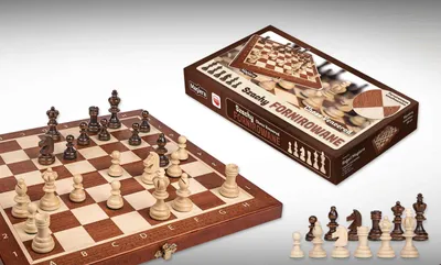 Zdjęcie produktu dla Szachy fornirowane 35 cm - Gra strategiczna z drewnianymi figurami