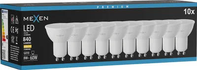 Zdjęcie produktu dla Mexen Nova 10x żarówka LED GU10, 8W, Ciepła - 3000K, 840 lm - L108-GU10-0830-01x10