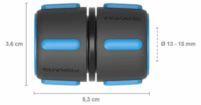 Produktbild von Fiskars 1027064, Schlauchanschluss, 1/2", Weiblich/Weiblich, Schwarz, Blau