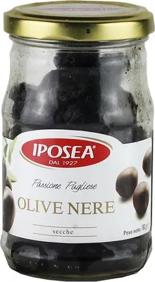 Zdjęcie produktu dla Przyprawione suszone czarne oliwki 190g - Iposea