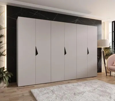 Obrázek produktu pro Velká šatní skříň 300 cm AMARIS 1 - kašmír / černé úchyty