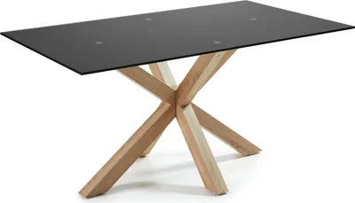 Produktbild von Tisch Argo 180 x 100 x 75 cm schwarzes gehärtetes Glas Stahl Esszimmer