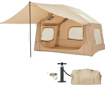 Productafbeelding van Opblaasbare campingtent, 3 x 2,4 meter, 2,2 meter hoog, waterdicht, gemaakt van 210D Oxford materiaal, snelle opzet, geschikt voor 4-6 personen