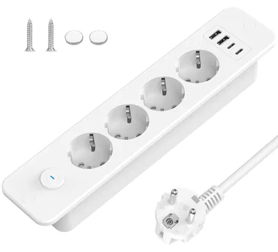Obrázek produktu pro Výsuvná zásuvková lišta s 4 zásuvkami a 4 USB porty, kabel o délce 2 metry