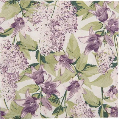 Produktbild von Clayre & Eef Servietten Papier 20er Set 33x33 cm Weiß Violett Papier Blumen