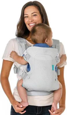 Produktbild von DigiRigi® 4‑in‑1 Babytrage – leichte, atmungsaktive, faltbare Trage mit verstellbarem Hüftgurt & weichen Schulterpolstern, hellgrau, 3,6–14,5 kg