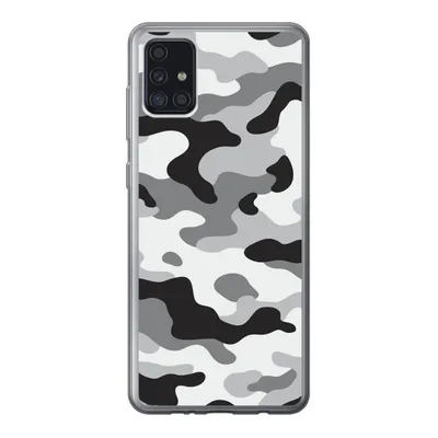 Produktbild von MuchoWow® Handyhülle Schutzhülle Hülle für Samsung Galaxy A52 5G Schwarz-weißes Camouflage-Muster Silikon Softcase Handy Hülle - Umschlag
