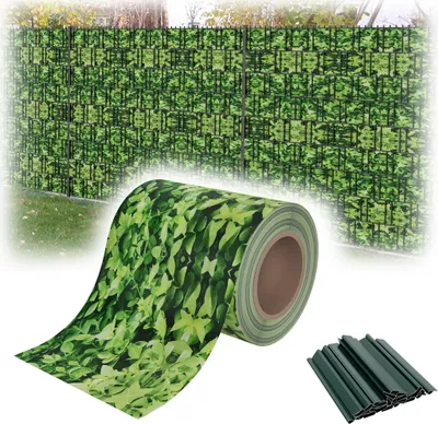 Obrázek produktu pro XINZI PVC ochranná fólie Ochranné pásky Včetně upevňovacích spon, zahradní ochrana před zraky plot Dvojitý plot, 35 m x 19 cm, malé listy