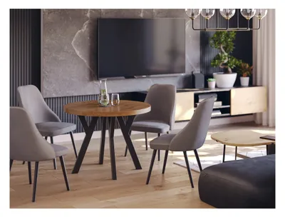 Produktbild von Esstisch – Rund ausziehbar Esstisch  – Esszimmertisch  - 100/200 cm - Eiche Lefkas - stilvoll und platzsparend - Holzbeine