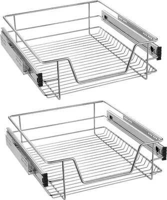 Produktbild von YUENFONG Teleskopschublade Ausziehbare Schrankauszug Ablage Küchenschublade Regal Schlafzimmerschublade Küchen Korbauszug (für 50cm Schränke) 2 Stücke