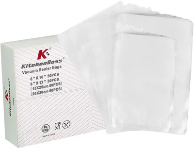 Zdjęcie produktu dla Worki do pakowania próżniowego KitchenBoss, worki do przechowywania żywności, worki do pakowania próżniowego: 15x25 cm