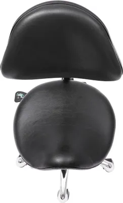Produktbild von Famanu Hocker mit Rückenlehne - Verstellbare Höhe und Rückenlehne - 90 kg Tragkraft - Schwarz - 49-64 cm hoch