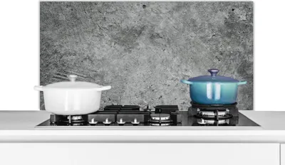 Produktbild von KitchenYeah®  Spritzschutz Küche - Küchenrückwand - Wandschutz für Herd und Spüle - Vintage - Beton - Steine 100x50 - Alu-Dibond (Alternative zum Spritzschutz aus Glas) - Hitzebeständig - Herdspritzsc