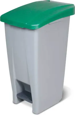 Produktbild von BRB Tretabfalleimer mit Rollen, Inhalt 60 Liter, HxBxT 700 x 380 x 490 mm, Korpus grau/Deckel grün