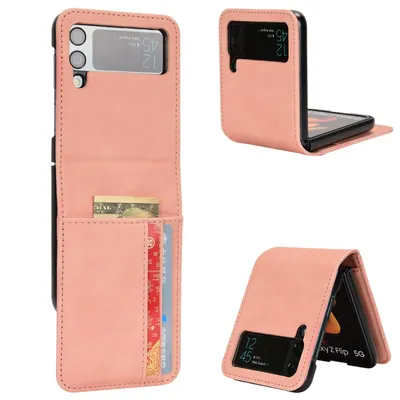 Image de Coque de téléphone portable pour Samsung Galaxy Z Flip3 Flip4 5G : coque de protection, coque arrière, étui rigide, transparent, couleur : rose, modèle : Samsung Galaxy Z Flip3 5G