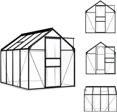 Obrázok produktu pre vidaXL Skleník so základom antracitový hliník 4,75 m² - Skleníky