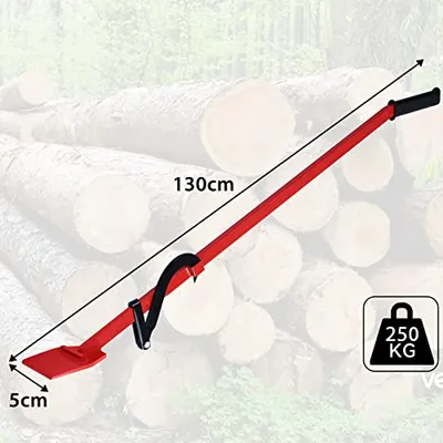 Obrázok produktu pre TRMLBE Zdvihák na kmene 130 cm s obojstranným hákom Obracač na kmene na kácanie stromov Kovaný zdvihák s dlhou protišmykovou rukoväťou, červený