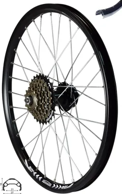 Produktbild von REDONDO 20 Zoll Hinterrad Laufrad Felge Schwarz Disc + Shimano 6 fach Kranz