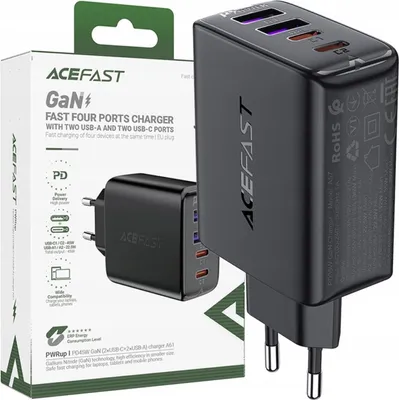 Image de Chargeur Acefast A61 Pd 45W Gan 2 X Usb-C + 2 X Usb-A Avec 4 Ports - Noir