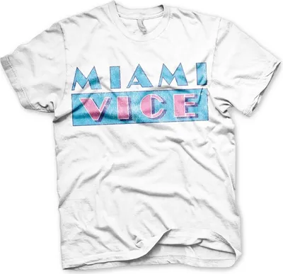 Produktbild von Miami Vice Distressed Logo T-Shirt - Large - White