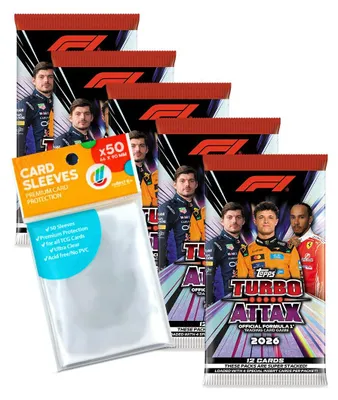 Image de Lot comprenant Turbo Attax Formule 1 2026 : 5 boosters + pochettes de collection exclusives