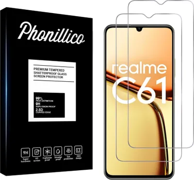 Produktbild von Hartglas für Realme C61 [2 Stück] Displayschutzfolie Screen Protector Film Anti-Kratzer Glas Resistant Phonillico®
