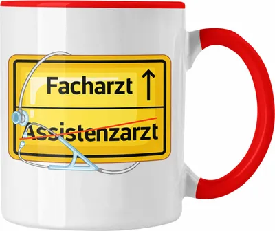 Produktbild von Trendation - Facharzt Tasse Geschenk Prüfung Bestanden Assistenzarzt Endlich Facharzt Geschenkidee (Rot)