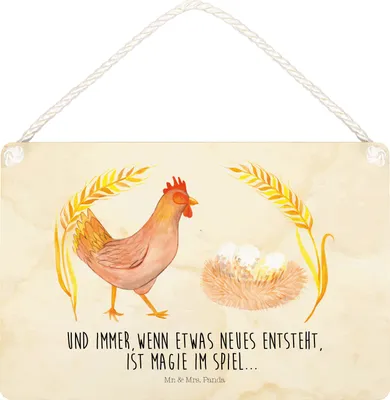 Produktbild von Mr. & Mrs. Panda Deko Schild Huhn Stolz DIN A5 - Vintage - Geschenk, holzbild, Eier, Holzschild, wandtafel, Bauernhof, Motivation, Hof, Spruch, kleine aufmerksamkeit