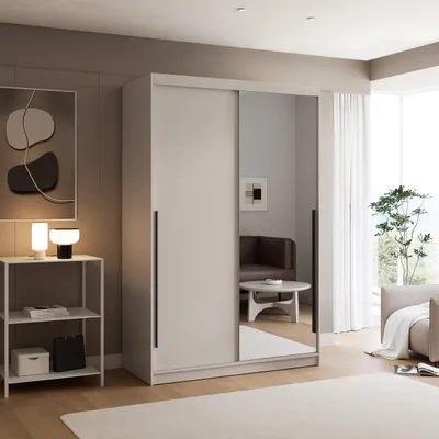 Produktbild von Schwebetürenschrank SILENTE 140 cm mit Spiegel Kaschmir