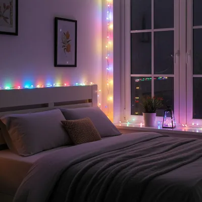 Produktbild von 2er-Set Multicolor Draht-Lichterkette 80 LEDs IP44, 425cm, batteriebetrieben - Farblichterkette für stimmungsvolle Deko innen & aussen