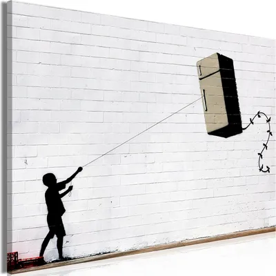 Produktbild von Italienischer Leinwand Leinwandbild - Flying Fridge (1 Part) Wide 60x40 cm Streetart h-C-0106-b-a