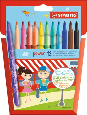 Produktbild von Filzstift - STABILO power - 12er Pack - mit 12 verschiedenen Farben