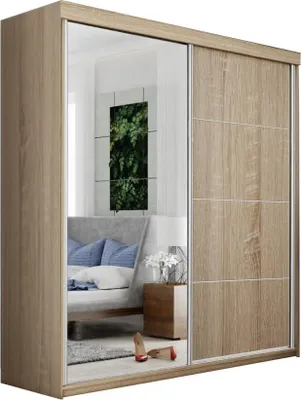 Image de KIER FURNITURE Armoire à portes coulissantes polyvalente TOP PLUS B-23 - Chêne Sonoma 150x200x62 cm