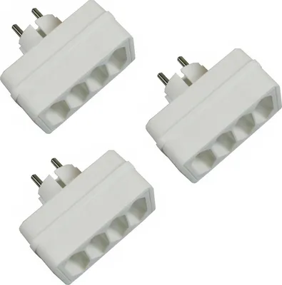 Produktbild von 3x Steckdosenleiste Mehrfachsteckdose 4-fach Flach Steckdose Euro Mehrfachstecker Steckerleiste Wandstecker EU