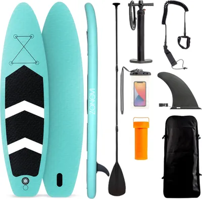Produktbild von Zonovi Supboard - Max. 150 kg - Aufblasbares Paddle Board - Komplettes Set - Stand Up Paddle Boards - 320X80 cm - Türkis/Schwarz