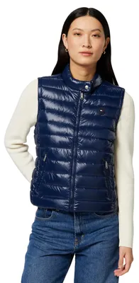 Immagine prodotto di Gilet da donna Tommy Hilfiger con colletto a incavo, colore blu (Dark Night Navy), taglia XS