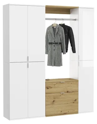 Produktbild von Garderobenset Projekt X - Weiß Hochglanz / Artisan Eiche