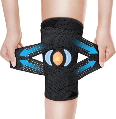 Produktbild von Famanu Kniebandage mit Gelpolstern und Seitenstabilisatoren - schwarz M