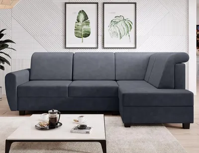 Produktbild von Easy4You Ecksofa MILO L-Form Graphite – 235x90x157 cm - Schlafsofa mit Bettkasten und Schlaffunktion - Eckcouch mit Stauraum – Rechts – Stoff Soro 97
