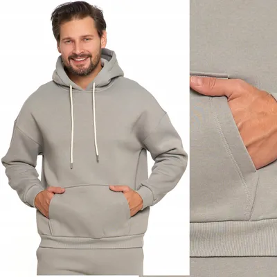 Produktbild von Herren-Kapuzenpullover, Oversize, Baumwolle, warm, MORAY 3XL, GRAU